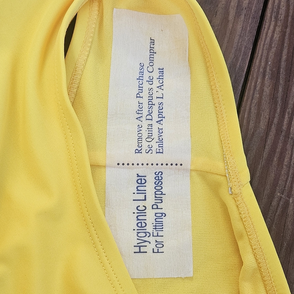 Justice Swimsuit Girls Sz 20 Yellow & White Striped One-Shoulder Scallop NWOT - Picture 10 of 10